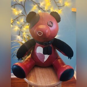 Coach NWT Large Leather Red and Black Bear